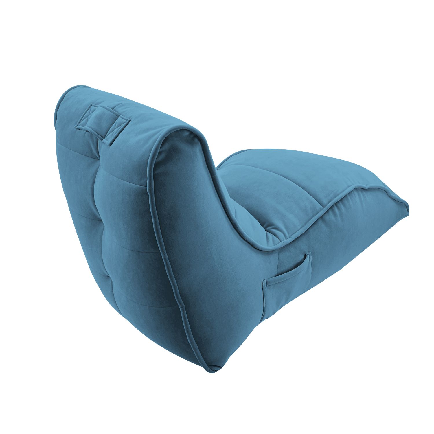 синее бескаркасный лаунж-диван Avatar Sofa велюровое в интерьере гостиная