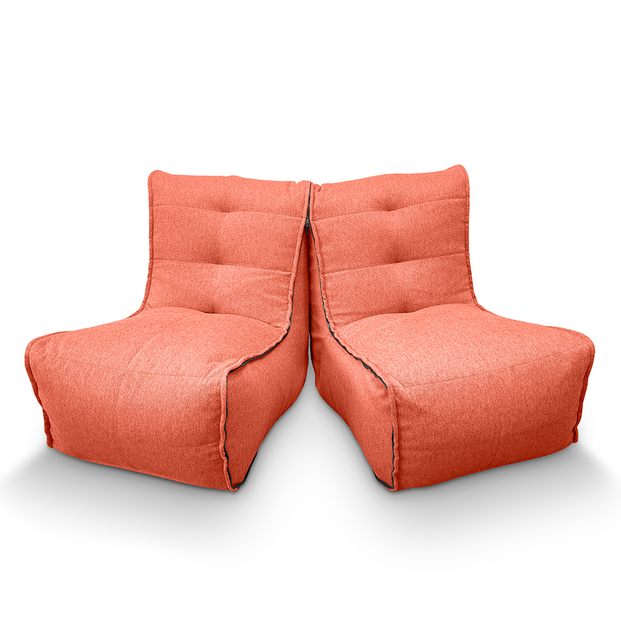 терракотовое двойной модульный диван Twin Couch жаккардовое для гостиной и переговорной — вид сбоку
