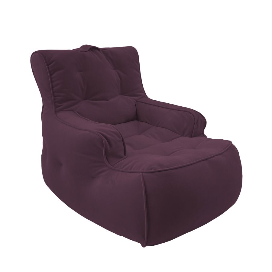 баклажановое уличное лаунж-кресло Tranquility Armchair велюровое для террасы, сада и веранды