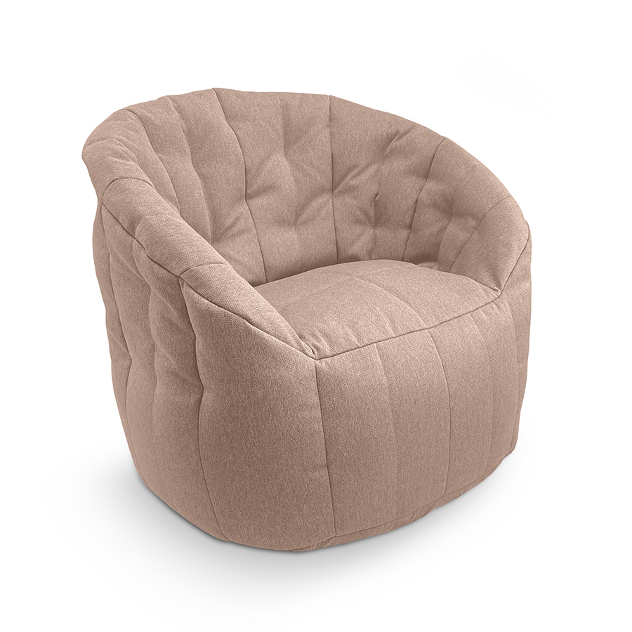 пудровое полукруглое бескаркасное кресло Butterfly Sofa жаккардовое для гостиной, домашнего кинотеатра и офиса — вид сбоку