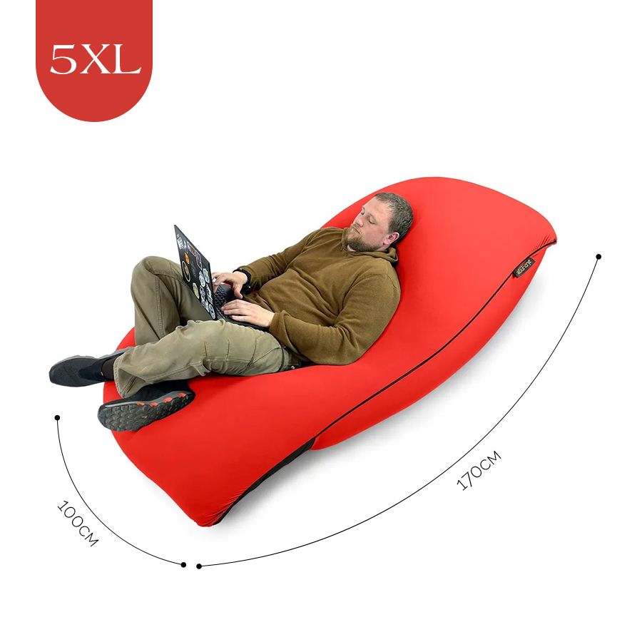 красное мягкое кресло-мешок SNUGG эластичное (спандекс) для детской, гостиной и игровой зоны — вид сбоку