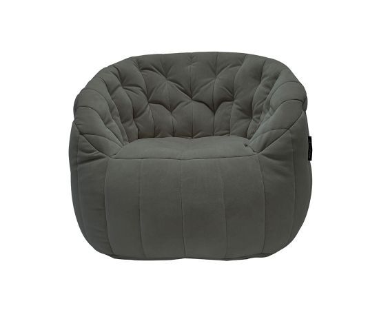 чёрное-графитовое полукруглое бескаркасное кресло Butterfly Sofa велюровое для гостиной, домашнего кинотеатра и офиса — крупный план