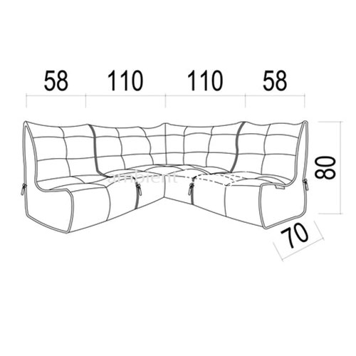 натуральное угловой модульный диван Mod3 Cozy Corner из Sofa Weave для гостиной и кабинета