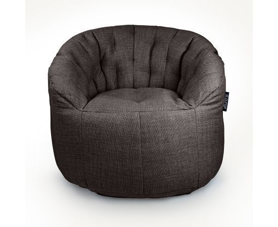 чёрное-графитовое полукруглое бескаркасное кресло Butterfly Sofa из рогожки для гостиной, домашнего кинотеатра и офиса