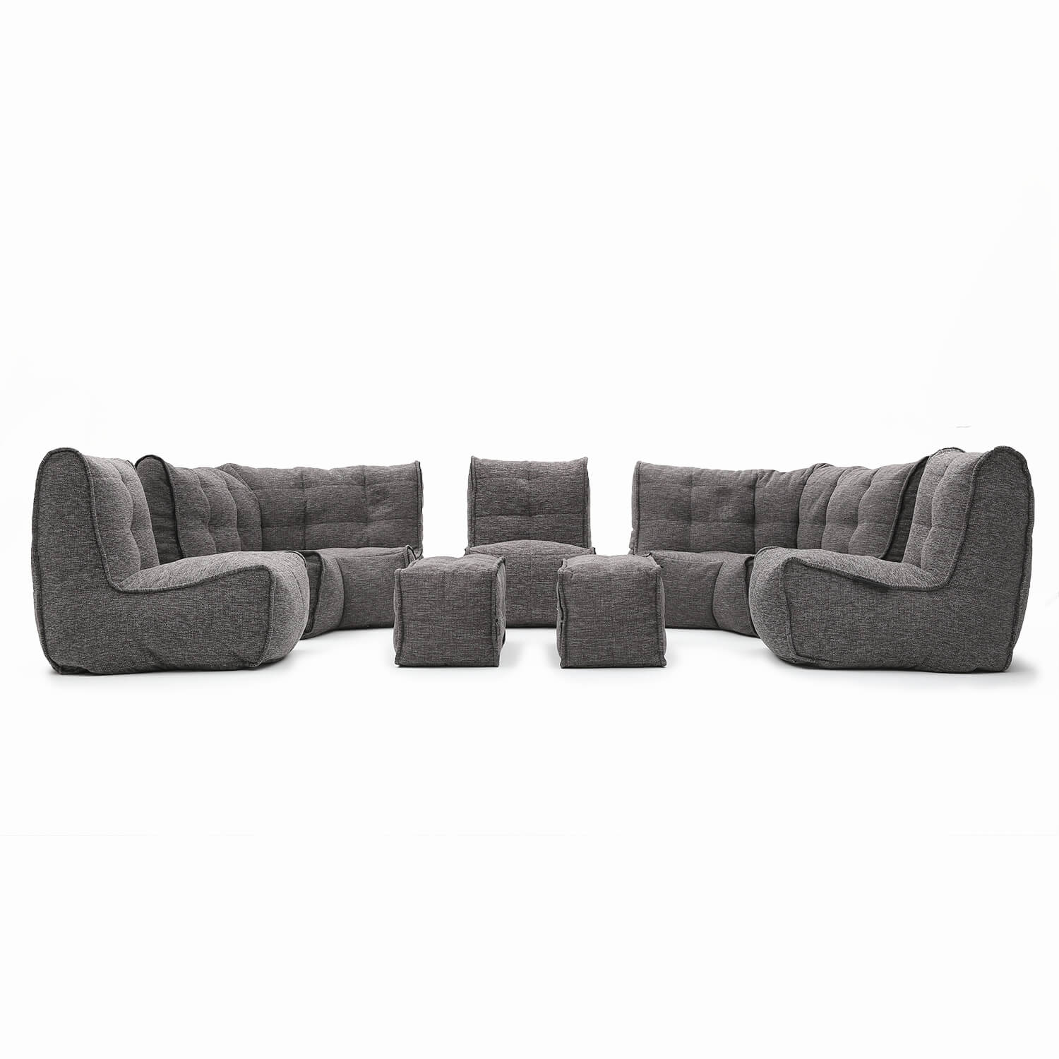 тёмно-серое максимальный лаунж-гарнитур Mod6 Lounge Max из Sofa Weave для гостиной и event-пространства — крупный план