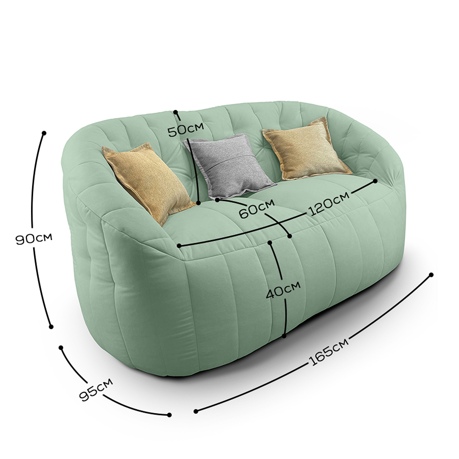 мятное двойной бескаркасный диван Butterfly Twin Sofa велюровое в интерьере гостиная