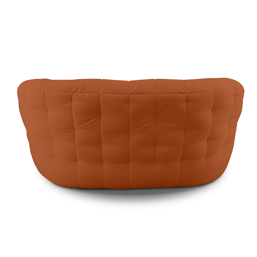 терракотовое двойной бескаркасный диван Butterfly Twin Sofa велюровое для гостиной и домашнего кинотеатра — фото в интерьере