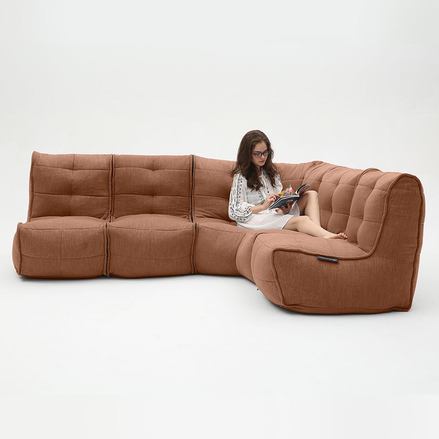 терракотовое Г-образный модульный диван Mod4 L Sofa шенилловое для гостиной и зала