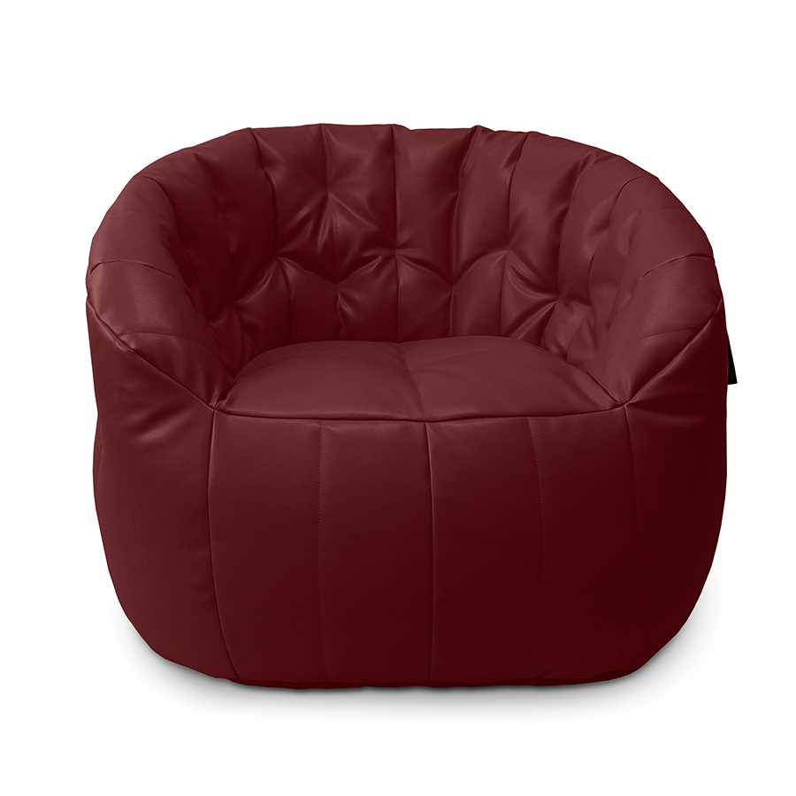 баклажановое полукруглое бескаркасное кресло Butterfly Sofa из экокожи для гостиной, домашнего кинотеатра и офиса
