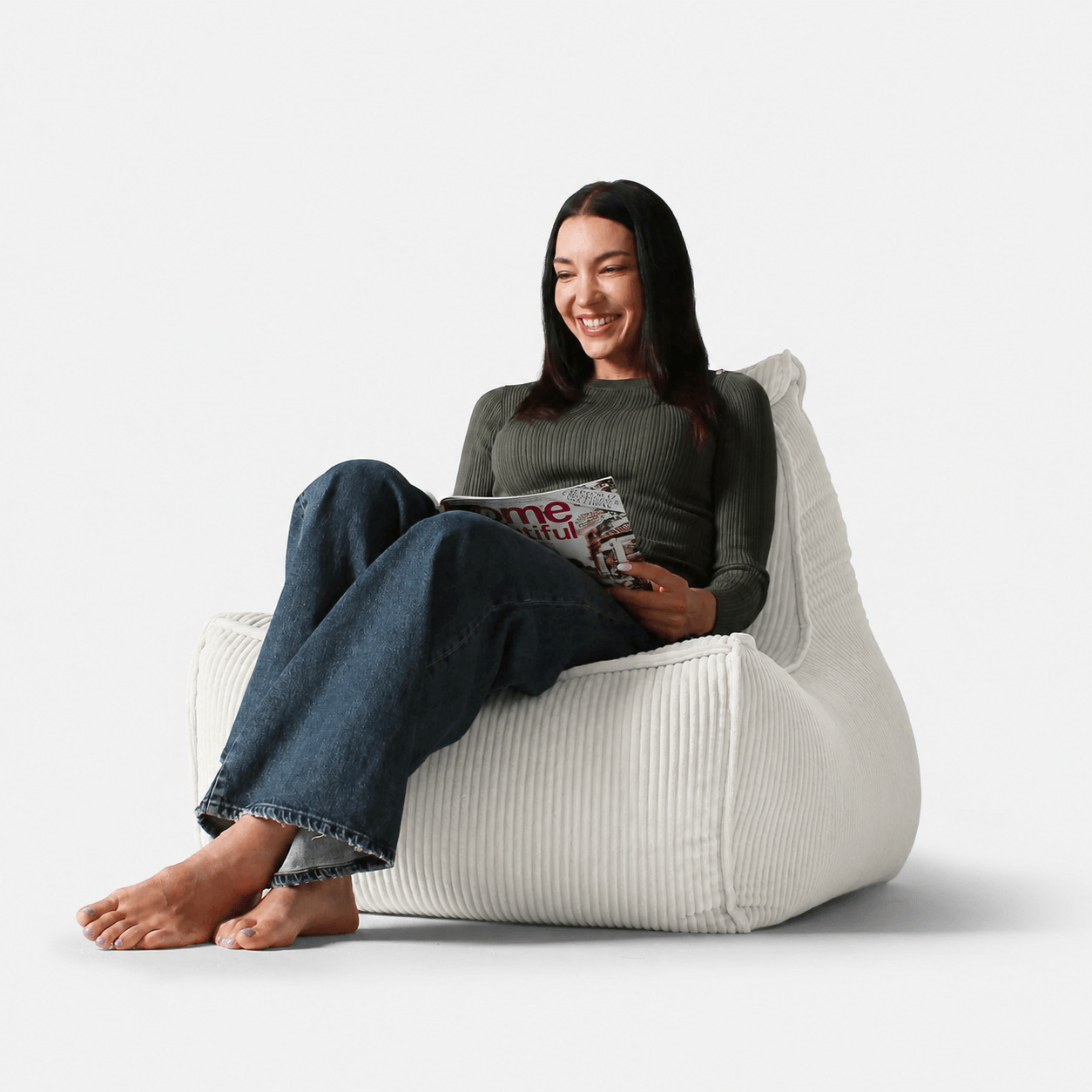 Бескаркасное кресло Tivoli Lounger в вельвете Tundra Spring — светло-серый цвет, Ambient Lounge
