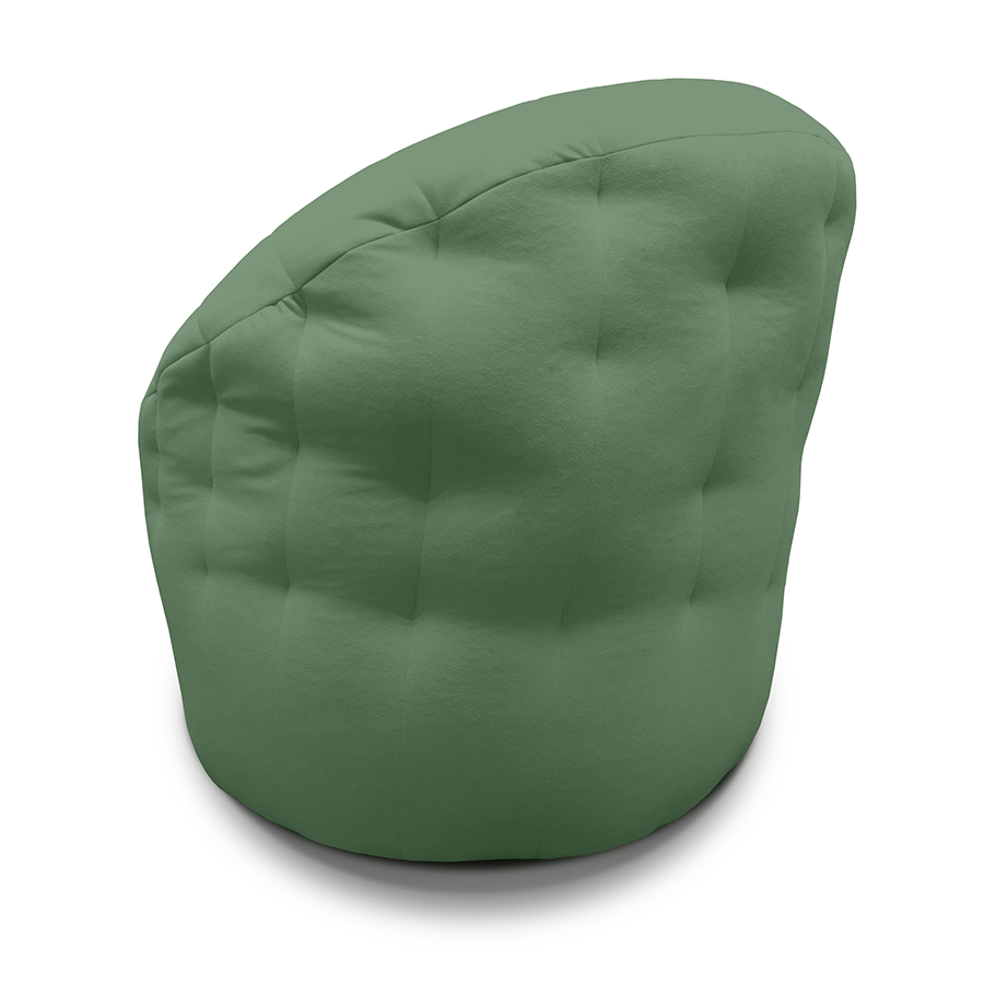зелёное компактное бескаркасное кресло Butterfly Light Sofa велюровое для гостиной, детской и офиса — фото в интерьере