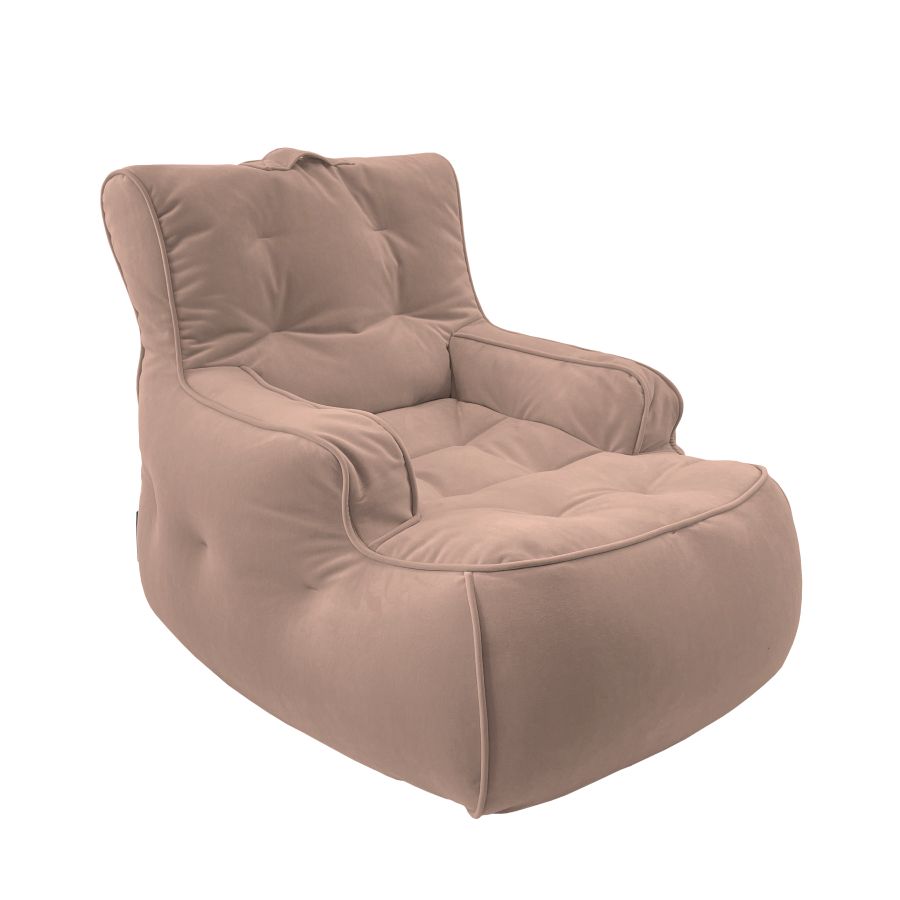 пудровое уличное лаунж-кресло Tranquility Armchair велюровое для террасы, сада и веранды