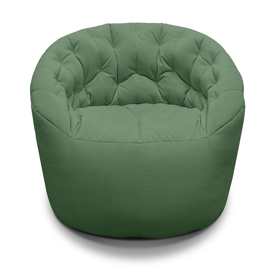 зелёное компактное бескаркасное кресло Butterfly Light Sofa велюровое для гостиной, детской и офиса