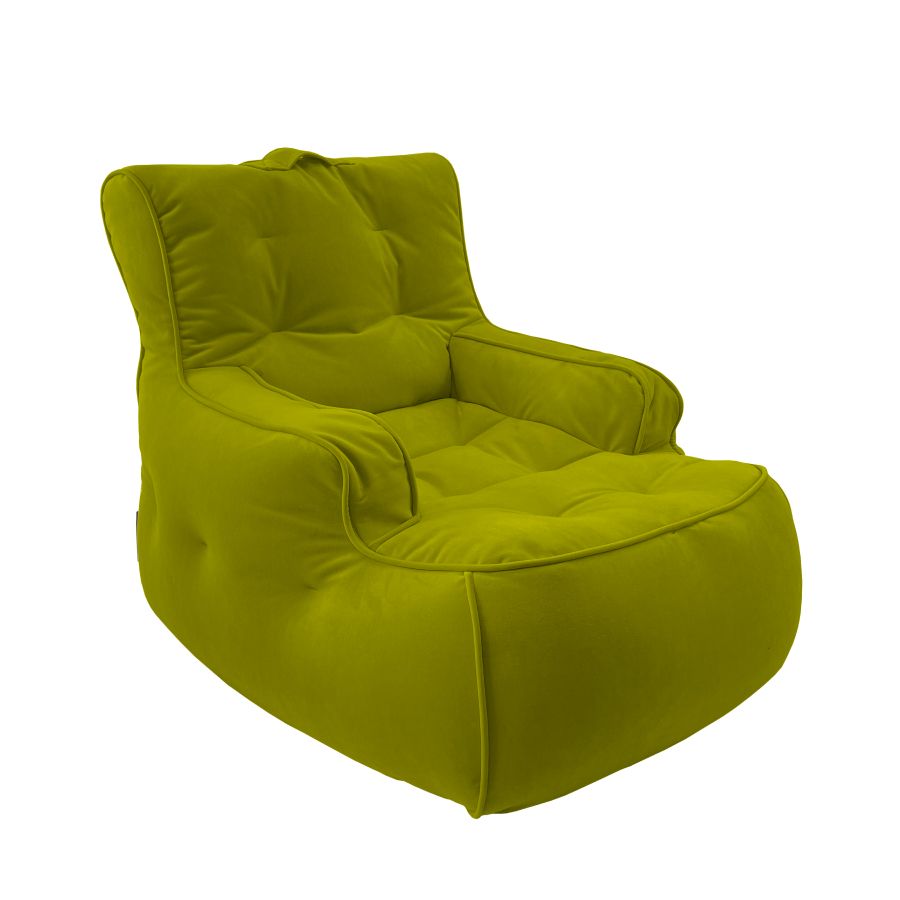 зелёное уличное лаунж-кресло Tranquility Armchair велюровое для террасы, сада и веранды