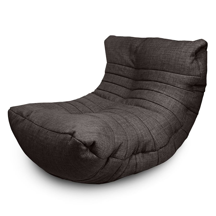 чёрное-графитовое акустический бескаркасный диван Acoustic Sofa из рогожки для домашнего кинотеатра, офиса и студии — вид сбоку
