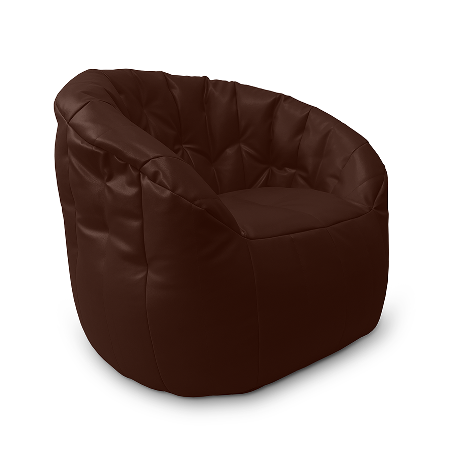 шоколадное полукруглое бескаркасное кресло Butterfly Sofa из экокожи для гостиной, домашнего кинотеатра и офиса