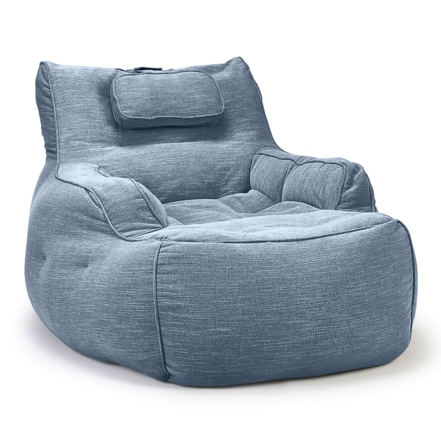 синее уличное лаунж-кресло Tranquility Armchair шенилловое для террасы, сада и веранды