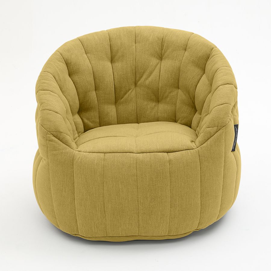 жёлтое полукруглое бескаркасное кресло Butterfly Sofa шенилловое для гостиной, домашнего кинотеатра и офиса