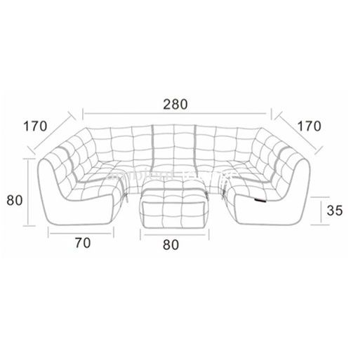 чёрное-графитовое максимальный лаунж-гарнитур Mod6 Lounge Max из Sofa Weave для гостиной и event-пространства