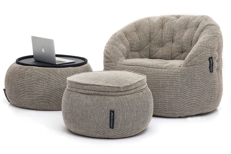 натуральное комплект бескаркасной мебели Contempo Package из Sofa Weave для гостиной и переговорной — вид сбоку