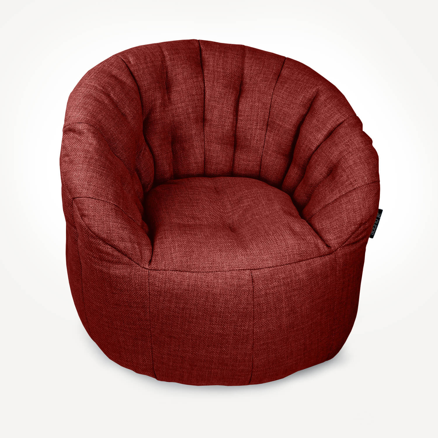 красное полукруглое бескаркасное кресло Butterfly Sofa из рогожки для гостиной, домашнего кинотеатра и офиса — вид сбоку