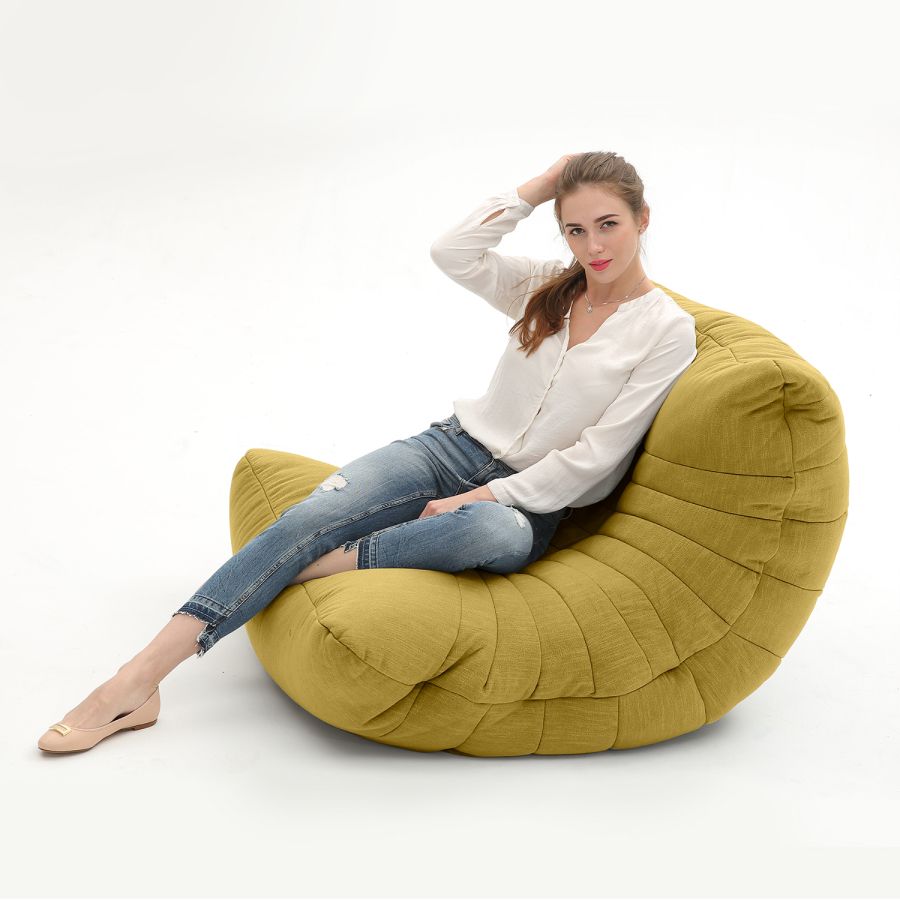 жёлтое акустическое кресло-мешок Acoustic Lounge шенилловое для офиса, переговорной и студии