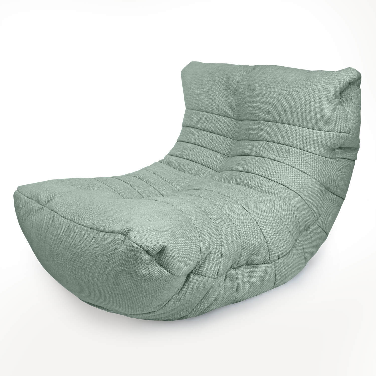 мятное акустический бескаркасный диван Acoustic Sofa из рогожки для домашнего кинотеатра, офиса и студии — вид сбоку
