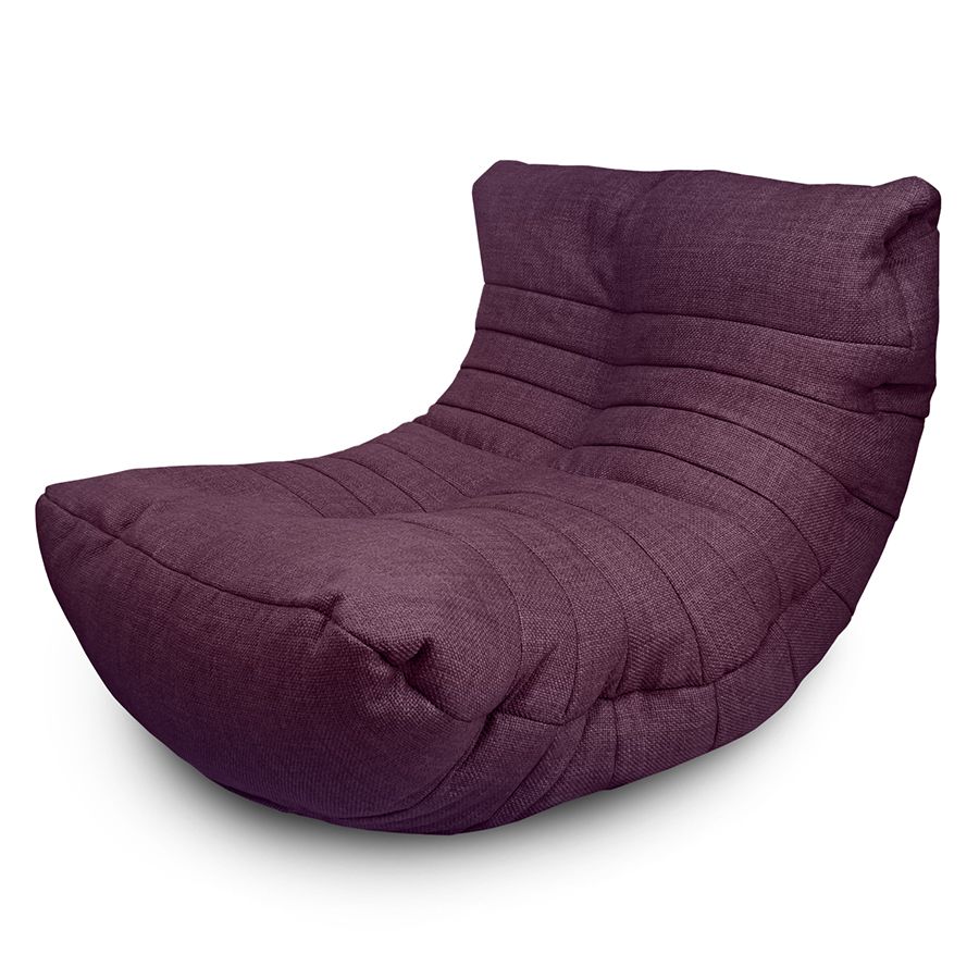 баклажановое акустический бескаркасный диван Acoustic Sofa из рогожки для домашнего кинотеатра, офиса и студии — вид сбоку