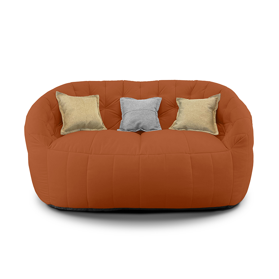 терракотовое двойной бескаркасный диван Butterfly Twin Sofa велюровое для гостиной и домашнего кинотеатра