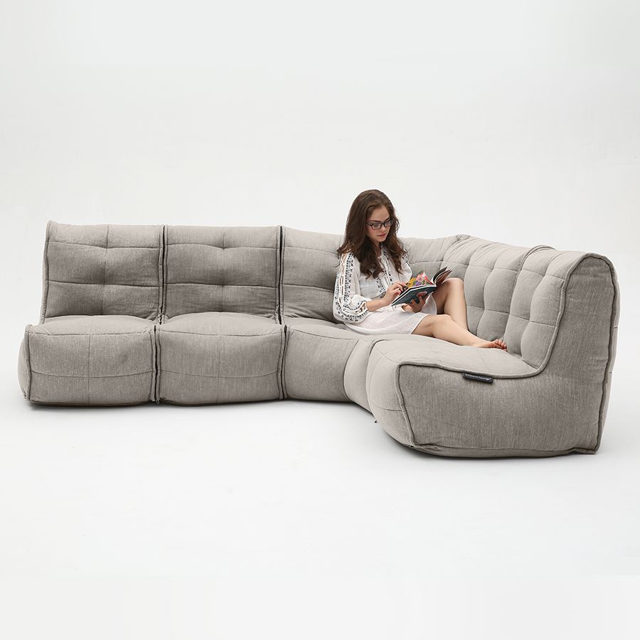 серое Г-образный модульный диван Mod4 L Sofa шенилловое для гостиной и зала