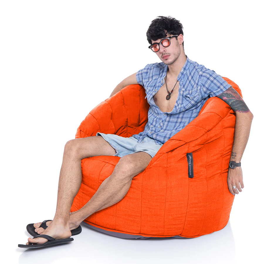 терракотово-оранжевое полукруглое бескаркасное кресло Butterfly Sofa уличное из олефина для гостиной, домашнего кинотеатра и офиса