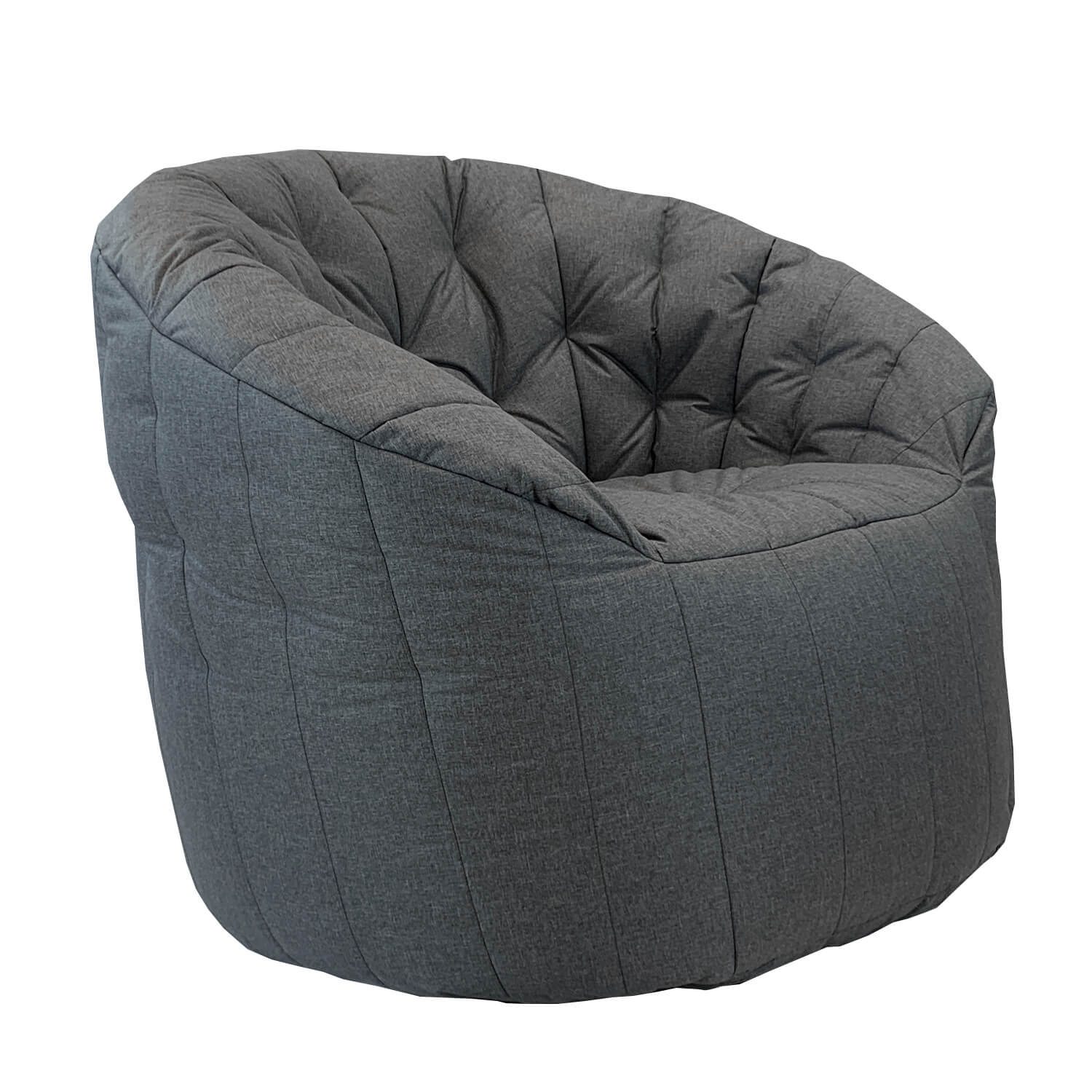 тёмно-серое полукруглое бескаркасное кресло Butterfly Sofa уличное (Oxford) для гостиной, домашнего кинотеатра и офиса — фото в интерьере