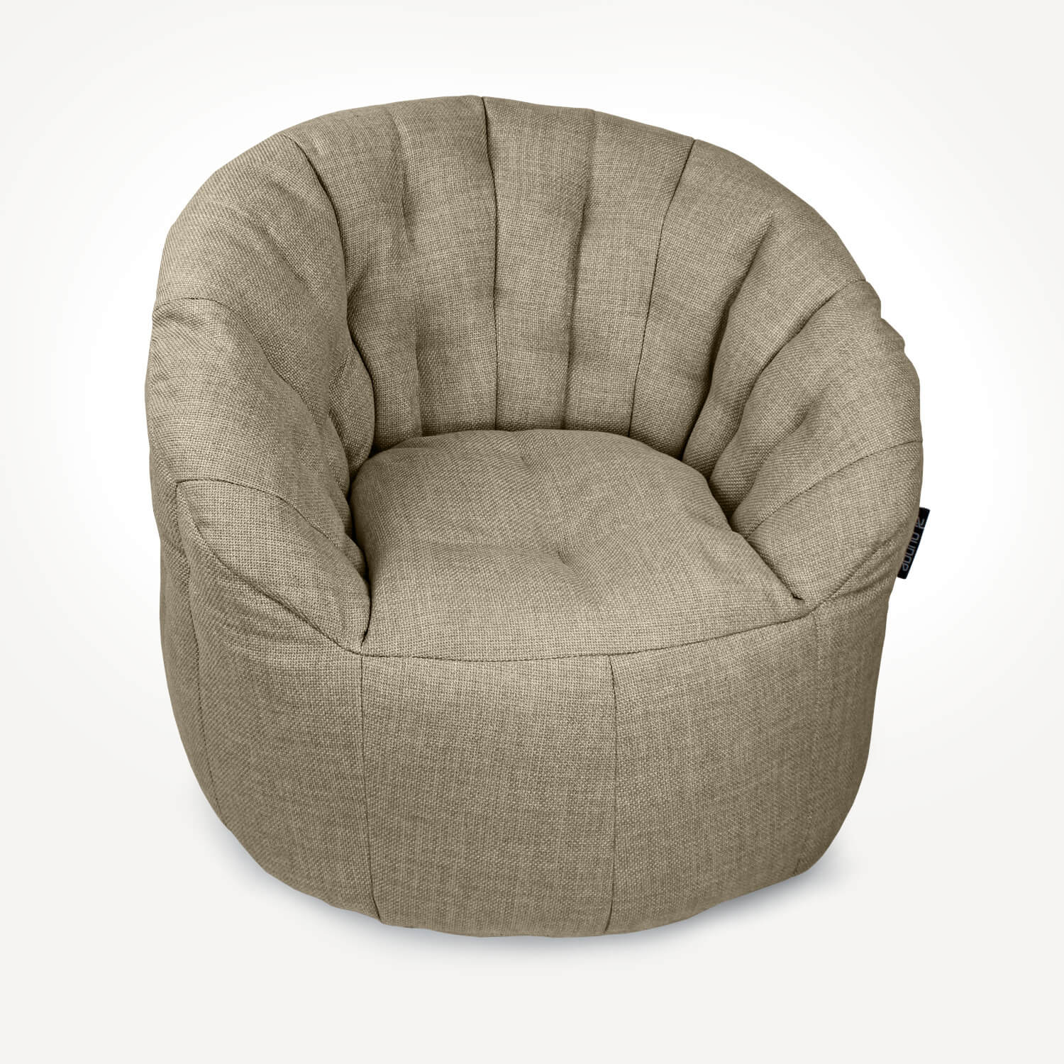 натуральное полукруглое бескаркасное кресло Butterfly Sofa из рогожки для гостиной, домашнего кинотеатра и офиса — вид сбоку