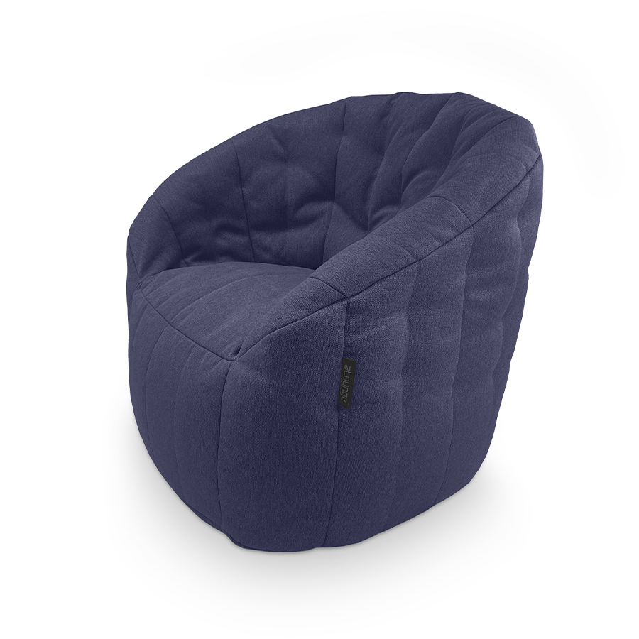 синее полукруглое бескаркасное кресло Butterfly Sofa жаккардовое для гостиной, домашнего кинотеатра и офиса