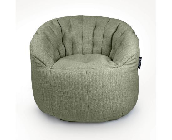 зелёное полукруглое бескаркасное кресло Butterfly Sofa из рогожки для гостиной, домашнего кинотеатра и офиса