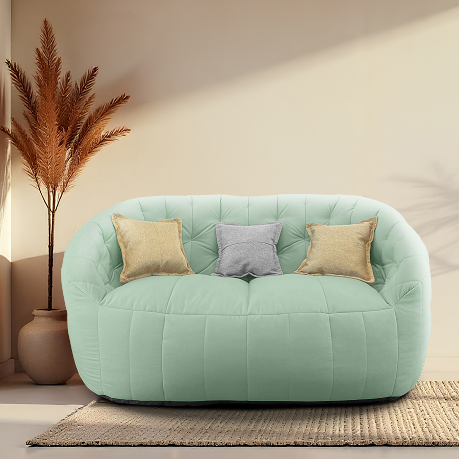 мятное двойной бескаркасный диван Butterfly Twin Sofa велюровое для гостиной и домашнего кинотеатра
