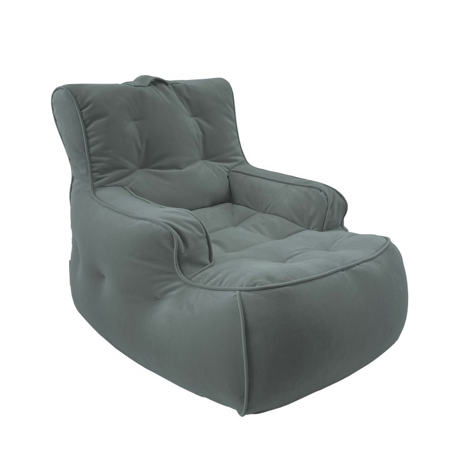 серое уличное лаунж-кресло Tranquility Armchair велюровое для террасы, сада и веранды