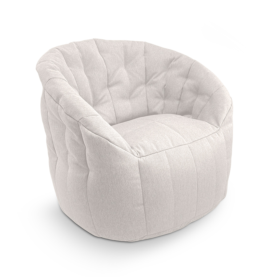 белое полукруглое бескаркасное кресло Butterfly Sofa жаккардовое для гостиной, домашнего кинотеатра и офиса