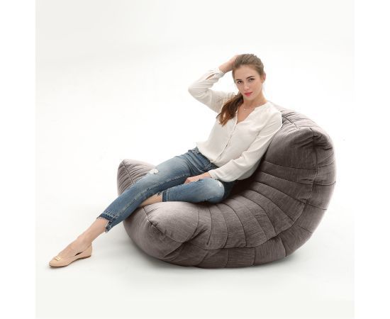 шоколадное акустический бескаркасный диван Acoustic Sofa шенилловое для домашнего кинотеатра, офиса и студии — вид сбоку