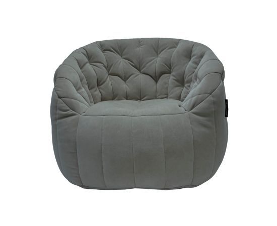 серое полукруглое бескаркасное кресло Butterfly Sofa велюровое для гостиной, домашнего кинотеатра и офиса