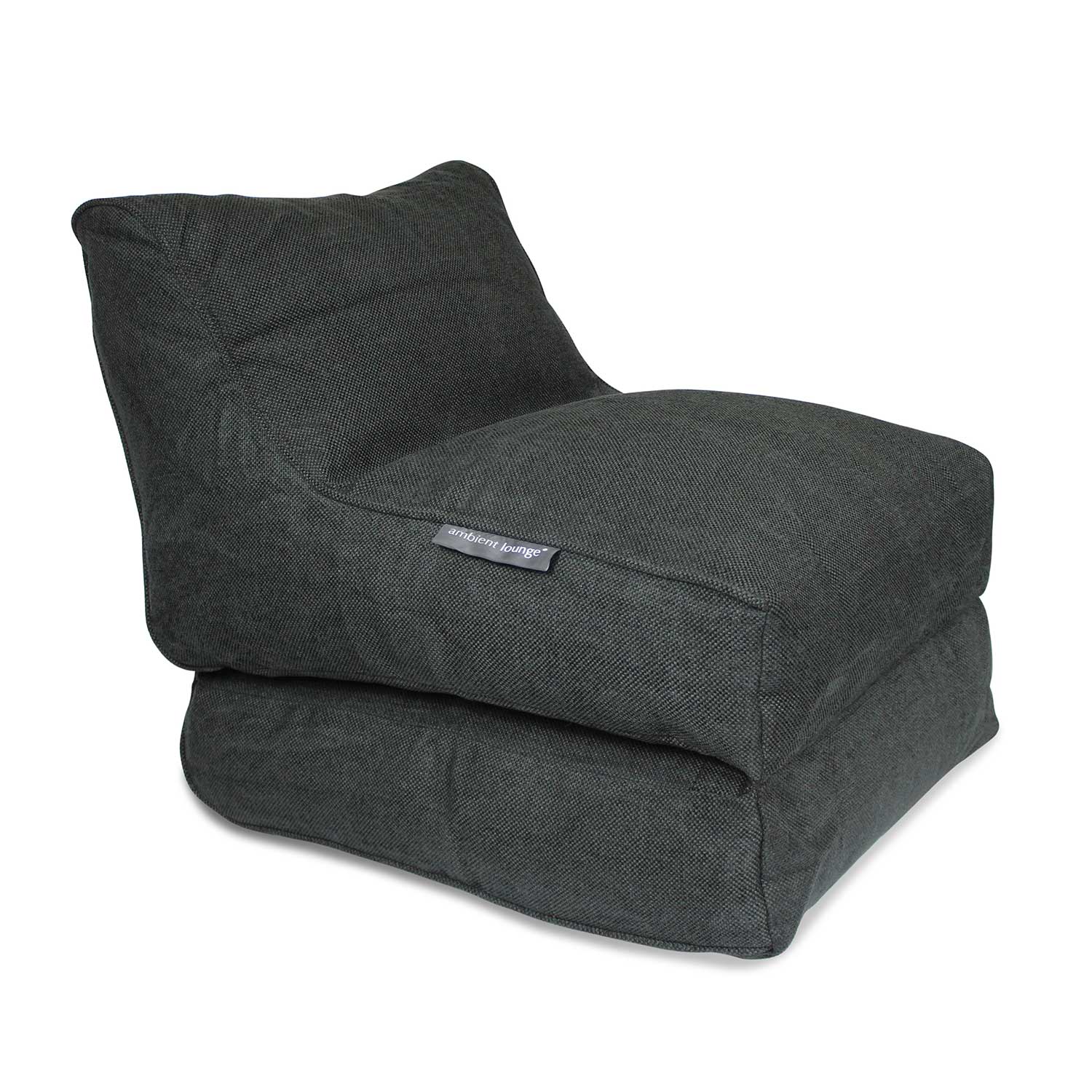 чёрное-графитовое кресло-трансформер Conversion Lounger из Sofa Weave для сада, террасы и использования дома — вид сбоку