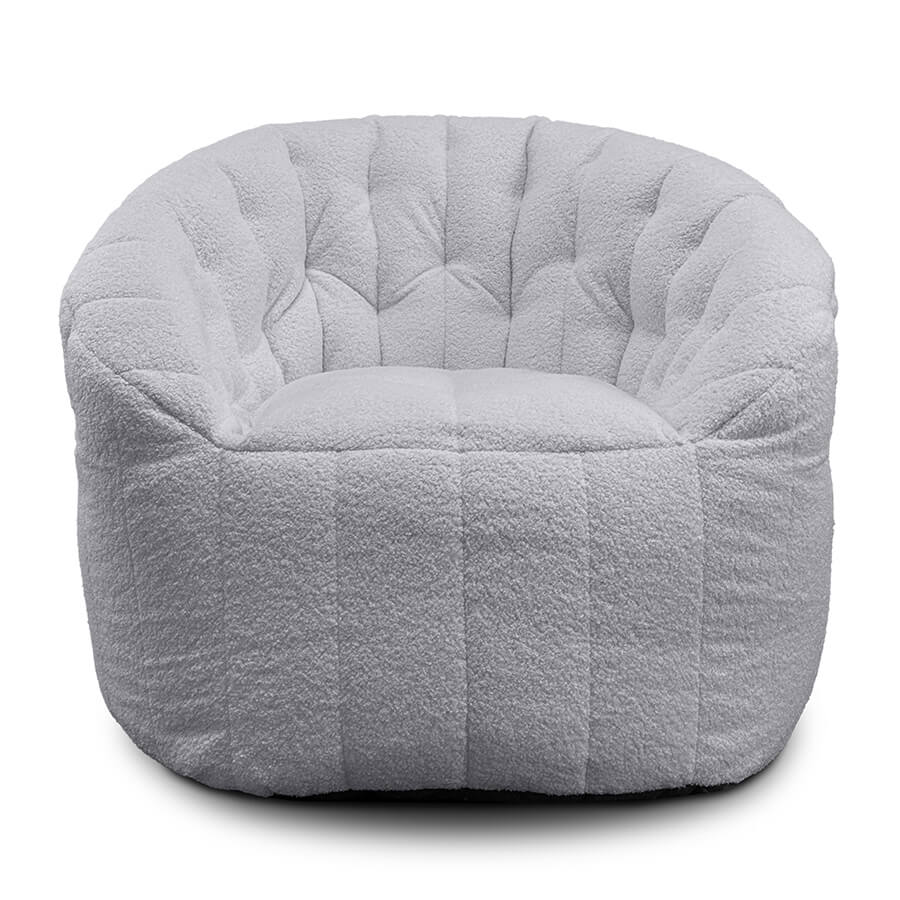 светло-серое полукруглое бескаркасное кресло Butterfly Sofa из искусственного меха для гостиной, домашнего кинотеатра и офиса