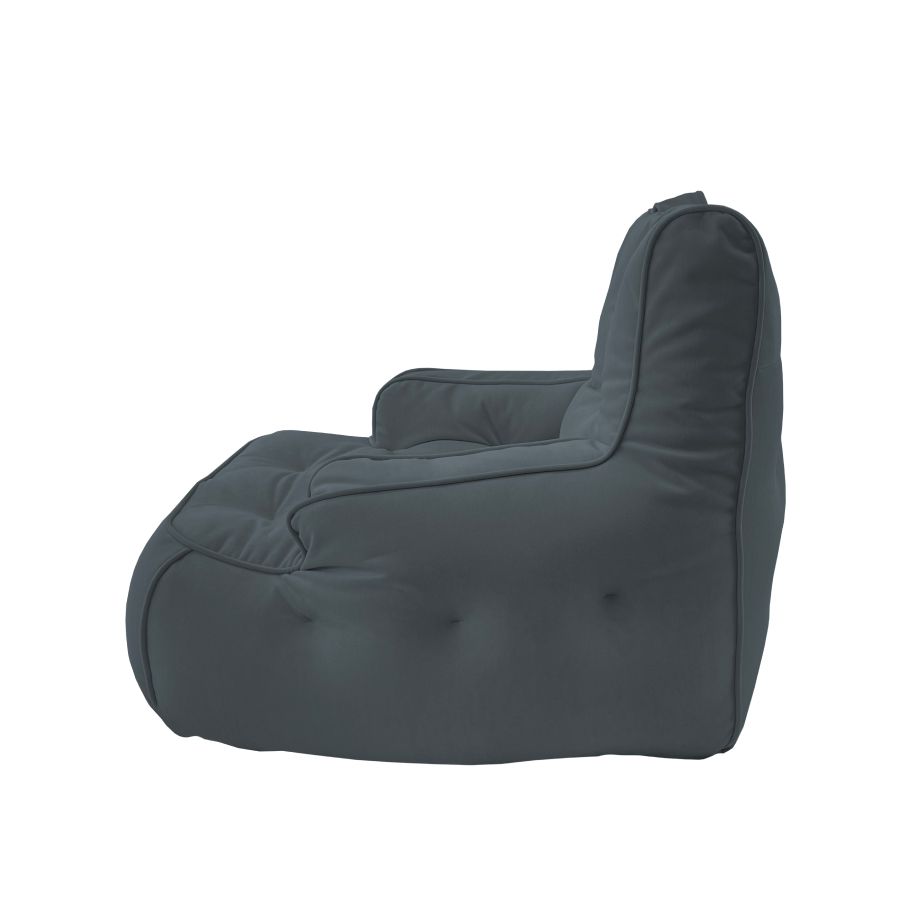 тёмно-серое уличное лаунж-кресло Tranquility Armchair велюровое для террасы, сада и веранды
