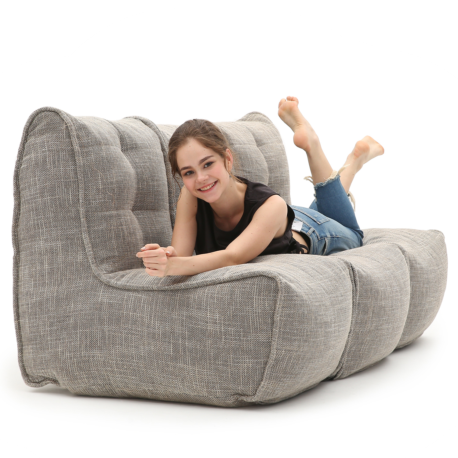 натуральное модульный диван-кинотеатр Mod3 Movie Couch из Sofa Weave для домашнего кинотеатра и гостиной — фото в интерьере