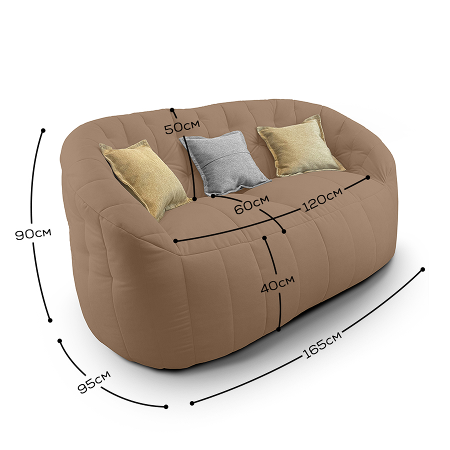 кофейное двойной бескаркасный диван Butterfly Twin Sofa велюровое для гостиной и домашнего кинотеатра