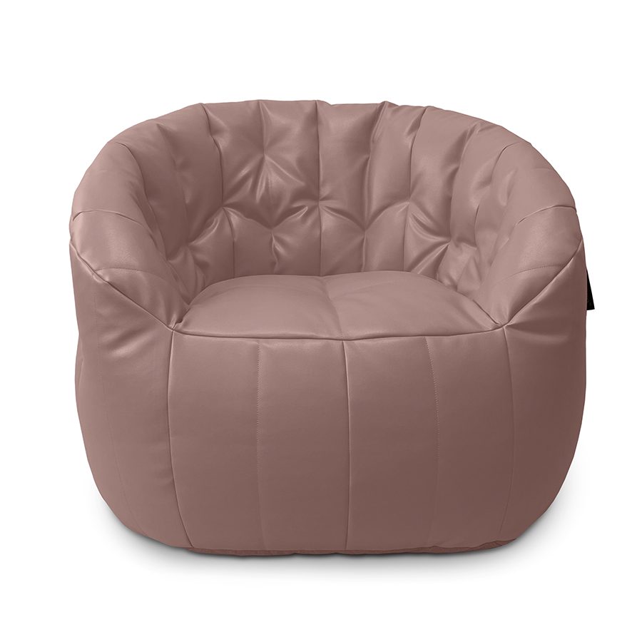 пудровое полукруглое бескаркасное кресло Butterfly Sofa из экокожи для гостиной, домашнего кинотеатра и офиса