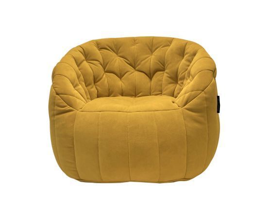 жёлтое полукруглое бескаркасное кресло Butterfly Sofa велюровое для гостиной, домашнего кинотеатра и офиса