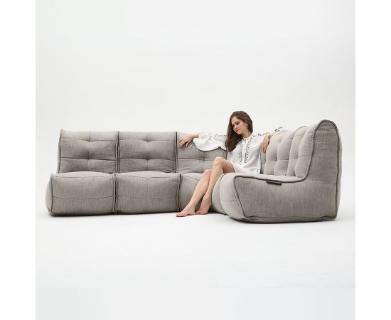 серое Г-образный модульный диван Mod4 L Sofa шенилловое для гостиной и зала