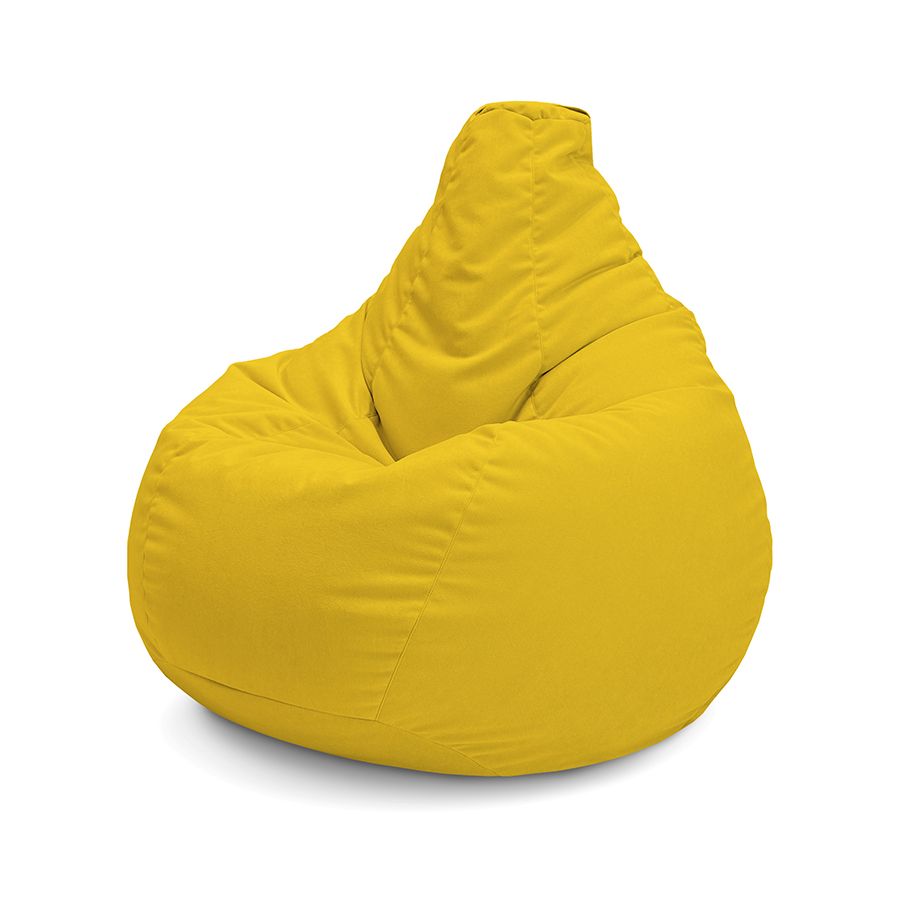 жёлтое классический пуф-мешок Bean Bag велюровое для детской, игровой и офиса — вид сбоку
