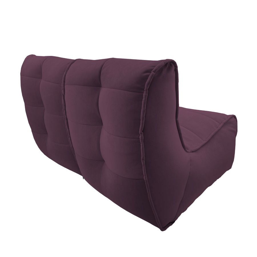 баклажановое двойной модульный диван Twin Couch велюровое для гостиной и переговорной — вид сбоку